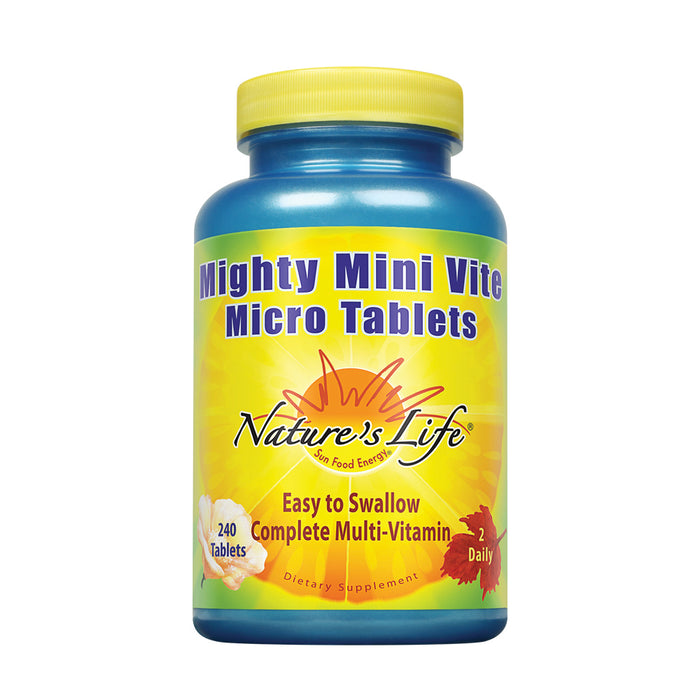 Nature's Life Mighty Mini Vite Complete Daily Multivitamin No Iodine or Iron Easy to Swallow 240 Micro Tablets