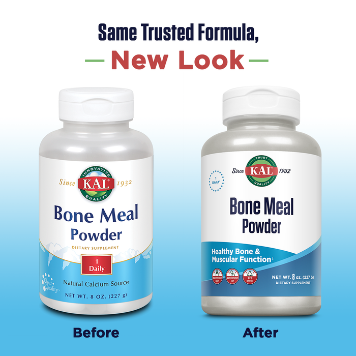 KAL Bone Meal Powder, Calcium Magnesium Supplement, Bone Health, Muscle Function and Nerve Health, Sterilized and Edible, Unflavored, Made Without Soy or Dairy, 60-Day Guarantee (Approx. 37 Serv, 8oz)