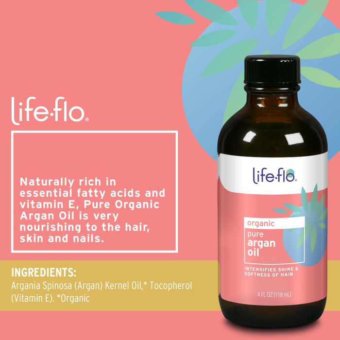 Life-flo Pure Argan Oil | Organic and Cold Pressed | Intensify Hair Shine and Softness & Minimize Split Ends | Skin Moisturizer | 4 oz