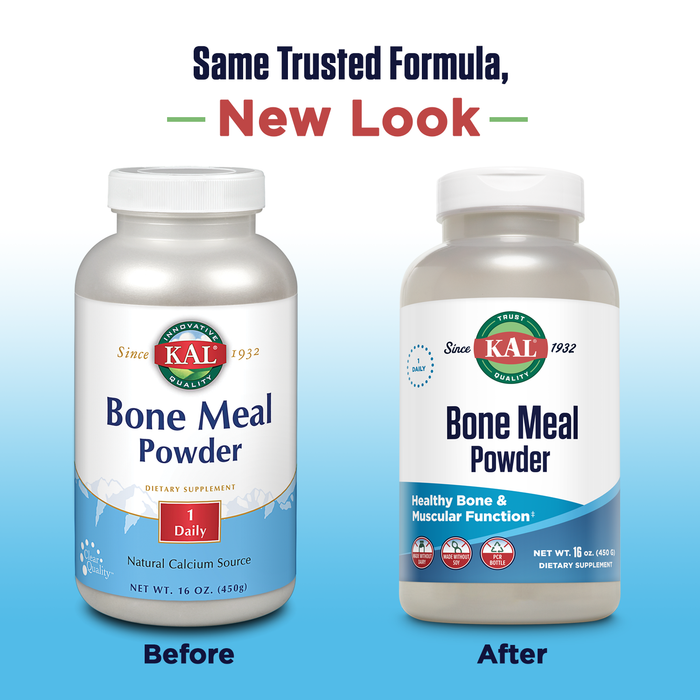 KAL Bone Meal Powder, Calcium Magnesium Supplement, Bone Health, Muscle Function and Nerve Health, Sterilized and Edible, Unflavored, Made Without Soy or Dairy, 60-Day Guarantee (Approx. 75 Serv, 16oz)