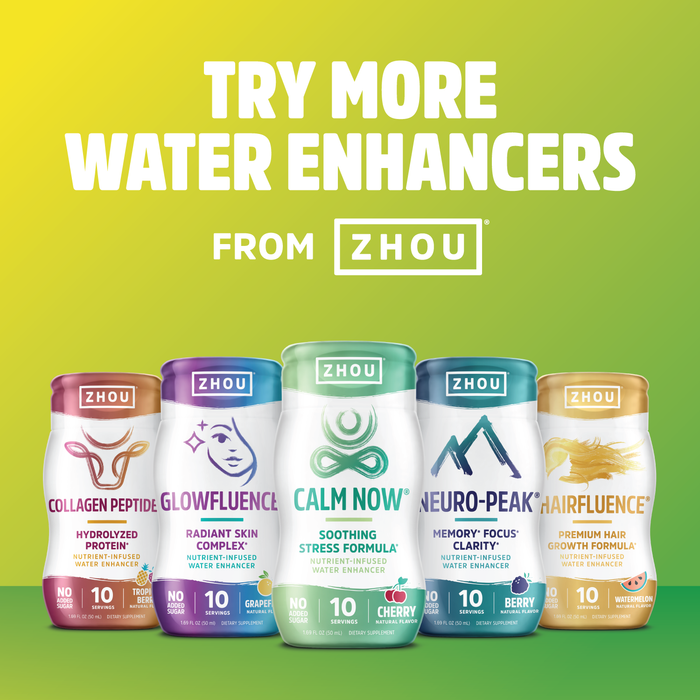 Zhou Energy + Focus Water Enhancer | Caffeine, B12, L-Theanine | Nutrient-Infused | 1.69 fl oz, 10 Servings