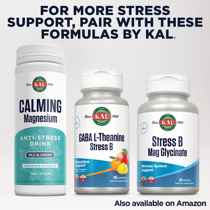 KAL Stress B Complex Vitamin Supplement, Vitamin B Complex for Energy, Stress, Red Blood Cell Formation and Immune Support, with Vitamin B12, B6 and Folic Acid, 60-Day Guarantee, 50 Serv, 100 Tablets