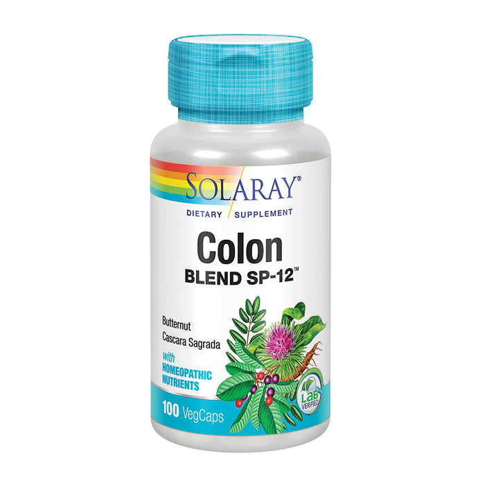Solaray Colon Blend SP-12 | Herbs & Homeopathic Nutrients | Healthy Elimination & Bowel Support | 100 VegCaps