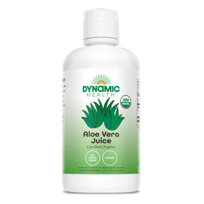 Dynamic Health Organic Aloe Vera Juice, No Additives, Digestive Support, Antioxidant Supplement, Vegan, Gluten Free, Non-GMO, 32 Fl oz