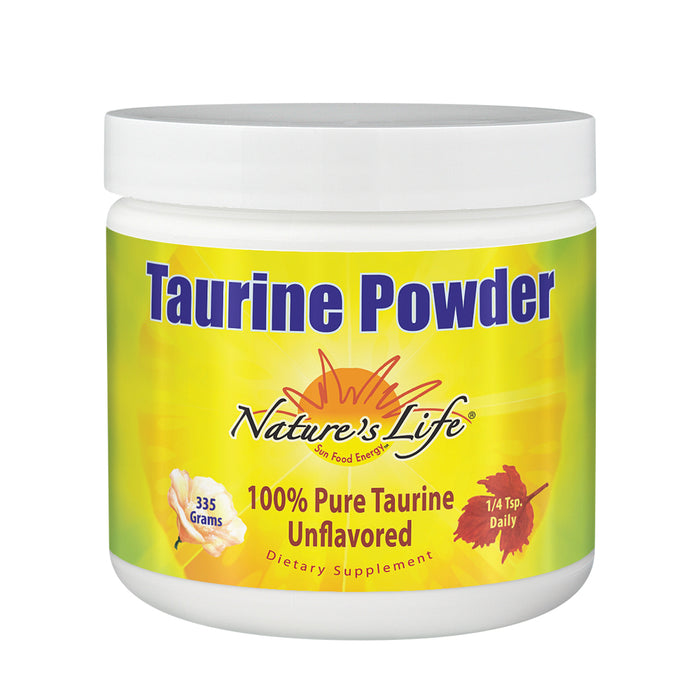 Nature's Life Pure Taurine Powder, Unflavored | Sulfur-Bearing Amino Acid For Healthy Cardiovascular & Nerve Function Support | 335g, 1000mg/serving