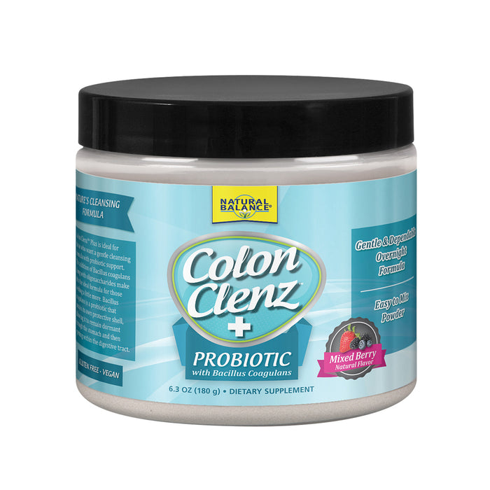 Natural Balance Colon Clenz Plus Probiotics Powder | Cleansing & Regularity Formula | Natural Berry | 6.3oz, 30 Serv