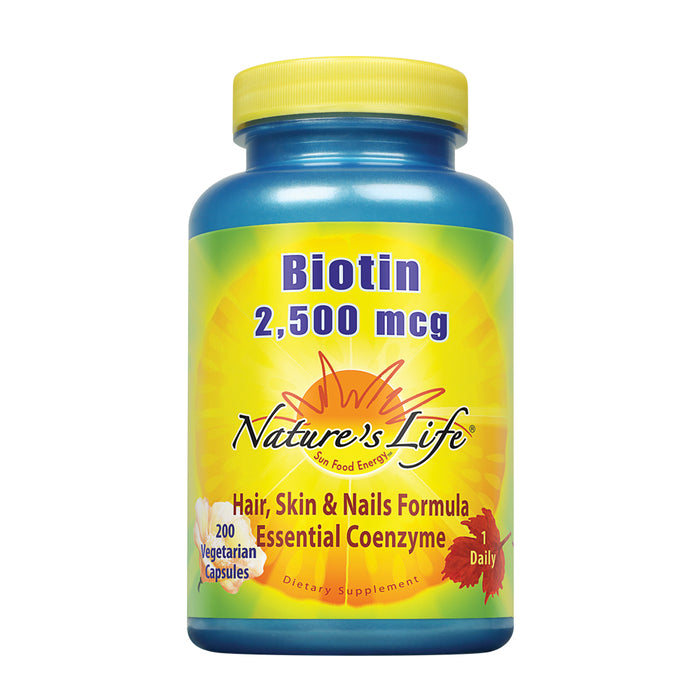 Nature's Life Biotin 2500mcg | Healthy Hair, Skin, Nail & Metabolism Support | Non-GMO | 200 Vegetable Capsules