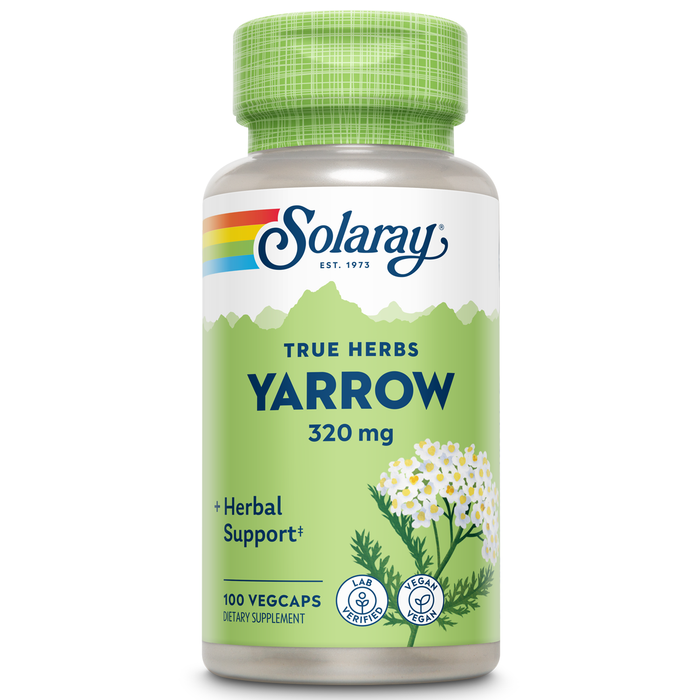 Solaray Yarrow 320 mg, Whole Aerial, Herbal Appetite and Gastrointestinal Function and Comfort Support, Lab Verified, 60-Day Money-Back Guarantee, 100 Servings, 100 VegCaps