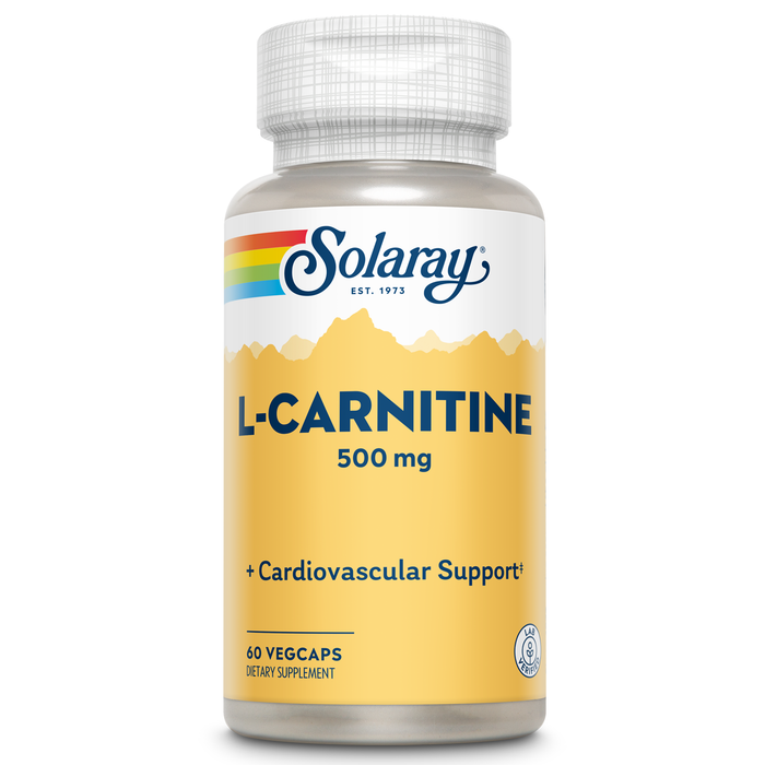 Solaray L-Carnitine 500 mg, Healthy Cardiovascular Support, Free Form Amino Acid, Lab Verified, GMP Facility, 60-Day Money-Back Guarantee, 60 Servings, 60 VegCaps