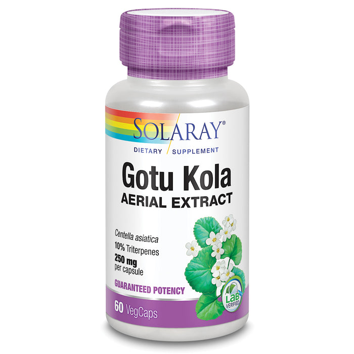 Solaray Gotu Kola Aerial Extract 250 mg | Healthy Blood Vessel, Circulation, Mental Clarity & Mood Support | 60 VegCaps
