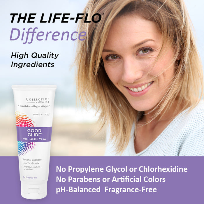 Life-Flo Good Glide Glycerin & Organic Aloe Vera Gel | Personal Lubricant, pH-Balanced & Unscented | No Propylene Glycol Or Chlorhexidine | 3.4oz