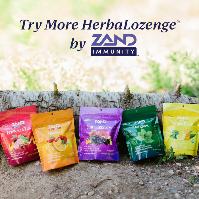 Zand Organic Blue-Berries HerbaLozenge Cough Drops | Zinc, Elderberry and Herbs for Soothing Immune Support (18 Lozenges)