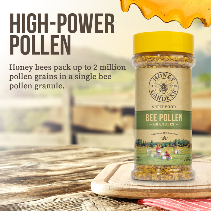 Honey Gardens Bee Pollen Granules, Premium Bee-Crafted Superfood with Naturally Occurring Vitamins, Antioxidants & Amino Acids, 45 Servings, 4.75 OZ