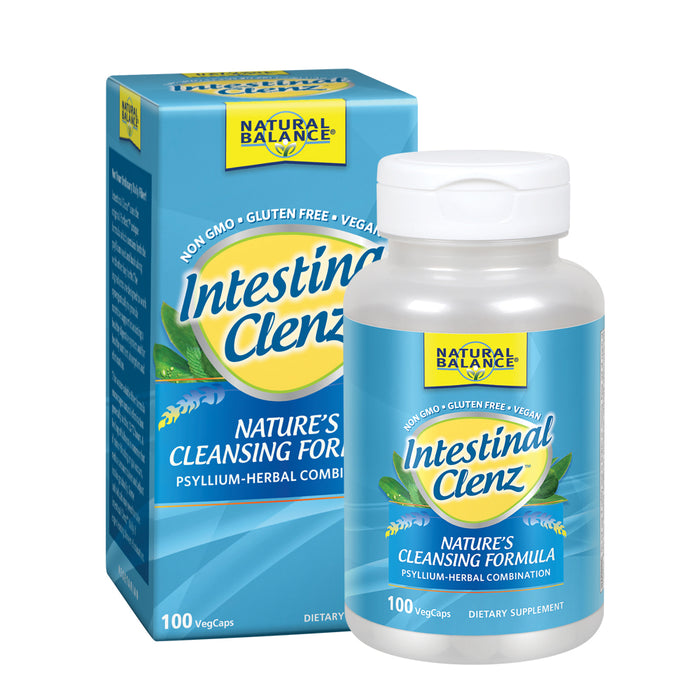 Natural Balance Intestinal Clenz | Psyllium Herbal Cleansing Formula | Healthy Digestion & Regularity Supplement | No Gluten | 100 VegCaps, 20 Serv.