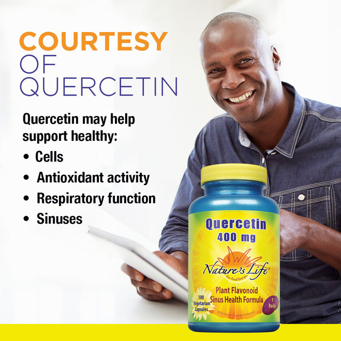 Nature's Life Quercetin 400mg | May Support Healthy Cells, Immune & Cardiovascular Functions & Healthy Sinuses | 100 Vegetarian Capsules