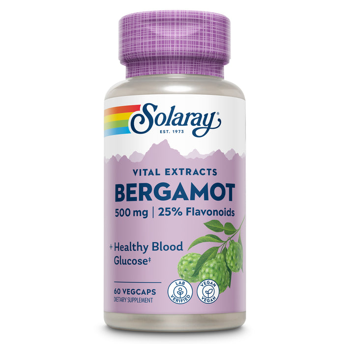 Solaray Bergamot Advanced Formula, Cardiovascular Support Fruit Extract, Veg Cap (Btl-Plastic) 500mg, 60ct