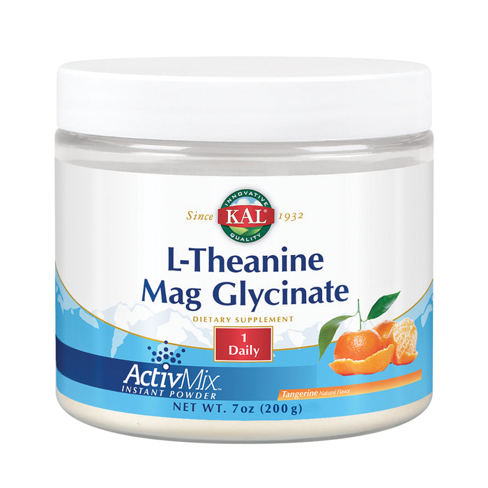 KAL L-Theanine Mag Glycinate ActivMix | Healthy Relaxation, Stress, Mood & Focus Support Drink Powder | Natural Tangerine Flavor | 7 oz | 50 Servings