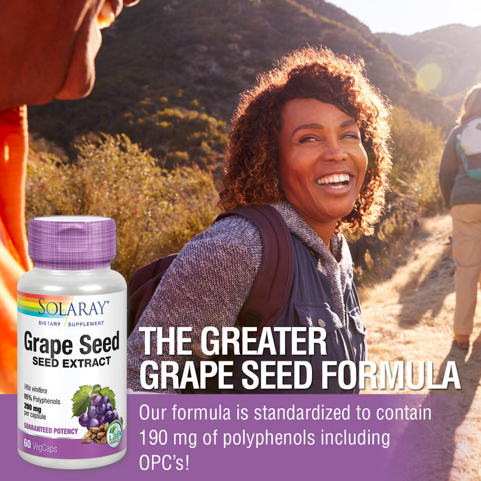 Solaray Grape Seed Extract 200 mg Plus Bioflavonoid Complex | Healthy Cardiovascular & Blood Vessel Support | 60 VegCaps