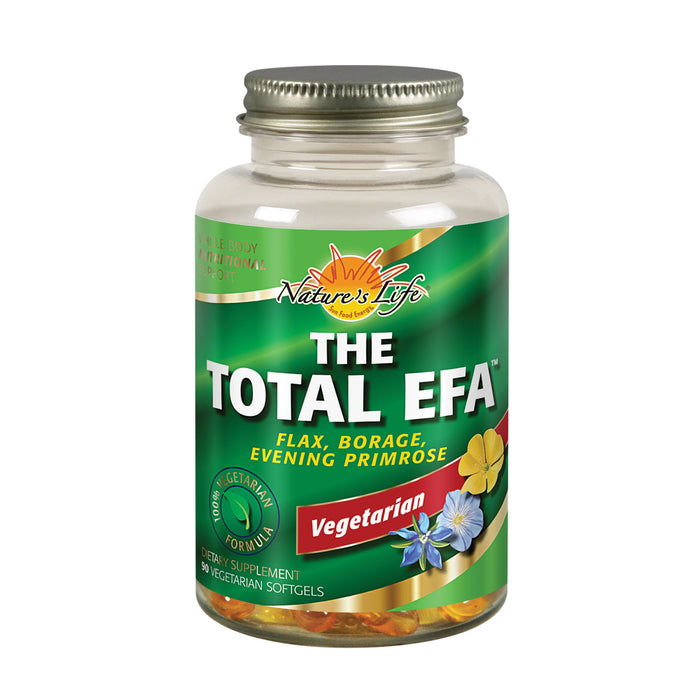 Nature's Life The Total EFA | 100% Vegetarian | Organic Flaxseed, Borage & Evening Primrose Seed | 30 Serv | 90 Softgels