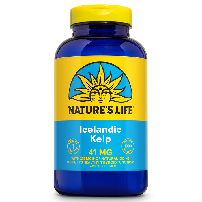 Nature's Life Icelandic Kelp 41 mg - Sea Kelp Iodine Supplement from Icelandic Seawater - Thyroid Support for Women and Men with 225mcg Natural Iodine - 60-Day Guarantee, 1000 Servings, 1000 Tablets