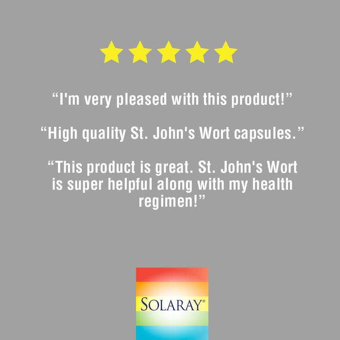 Solaray St. John's Wort Aerial 450mg | Herbal Support for Mood, Brain Health & Healthy Sleep | 100% Vegan, Non-GMO | 100ct