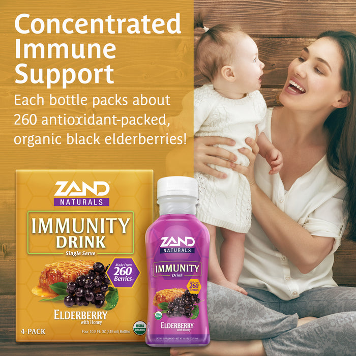 Zand Organic Elderberry Immunity Drink | Concentrated Healthy Immune System Function Support | 10.8 FL OZ Bottles (Pack of 8)