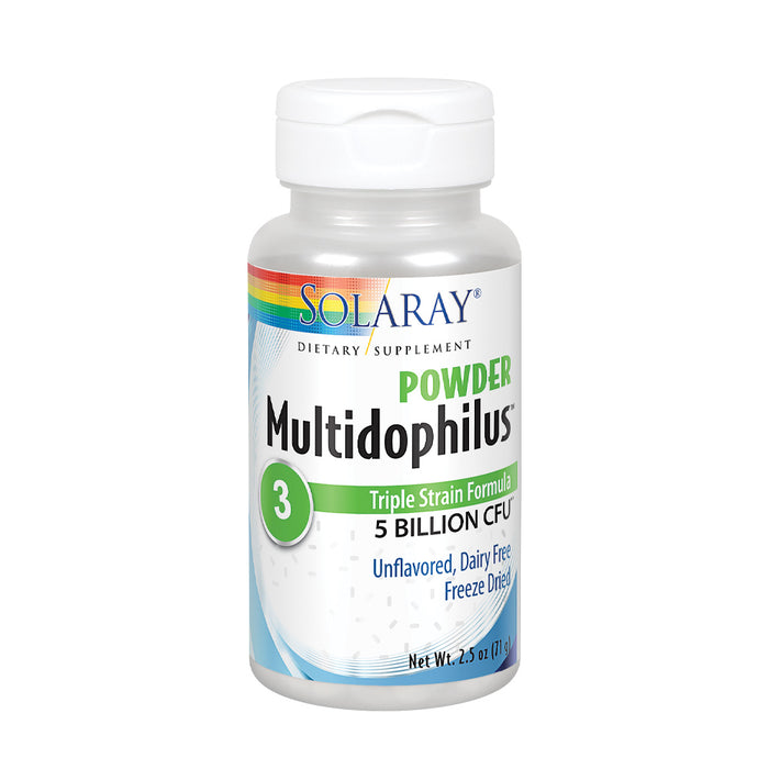 Solaray Multidophilus 3 Strain Probiotic Powder | 5 Billion CFU | Healthy Gut Support | Approx 130 Servings | 2.5 oz