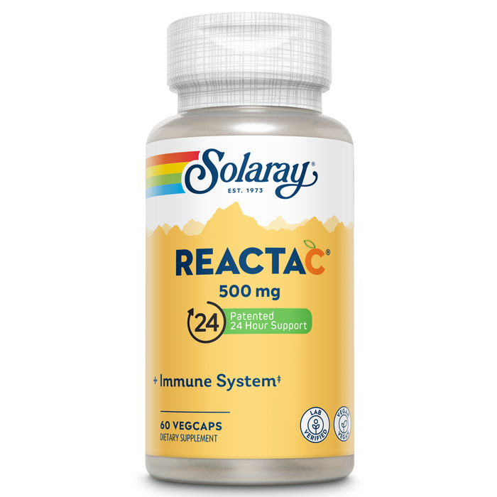 Solaray Reacta-C with Vitamin C 500mg - 200mg Bioflavonoid Concentrate, Immune Defense Vitamins - Patented 24 Hour Immune Support Supplement - Vegan - 60 Capsules, 60 Servings