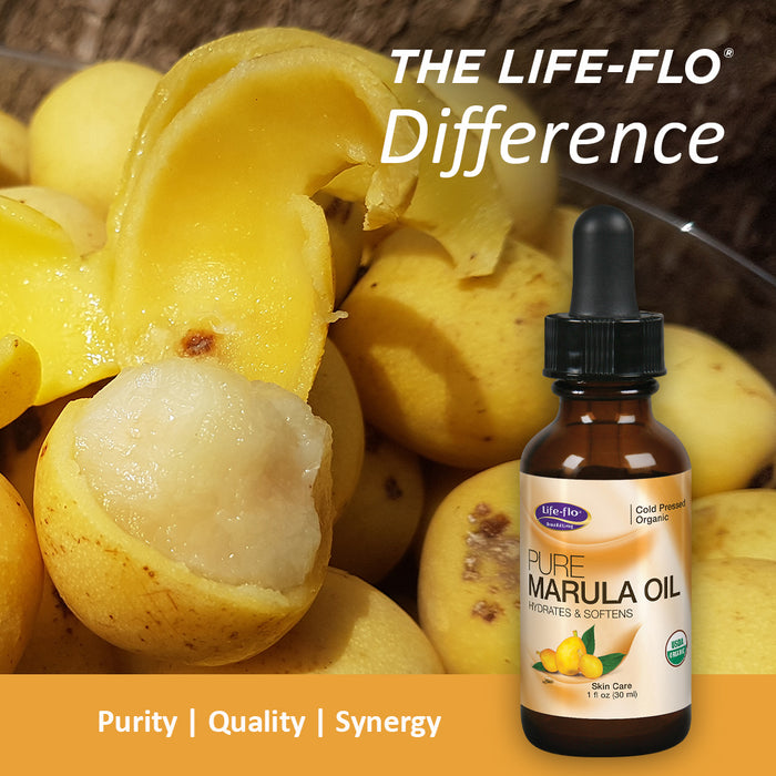 Life-flo Pure Marula Oil, Organic | Face, Body and Hair Oil | Moisturizes and Nourishes Dry Skin and Hair | 1oz