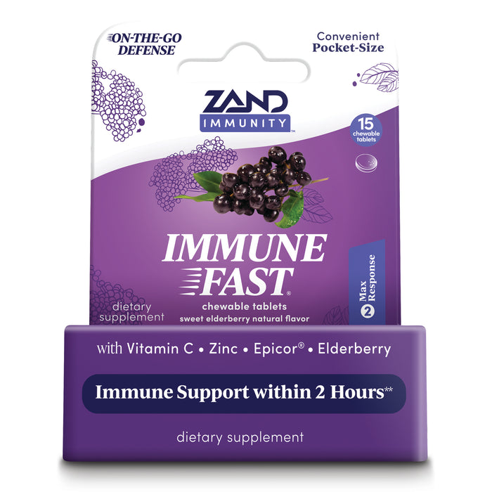 Zand Immune Fast Chews | Boosts Immune Response & Cell Activity w/ EpiCor* & Vitamin C (Elderberry, 15 Count)