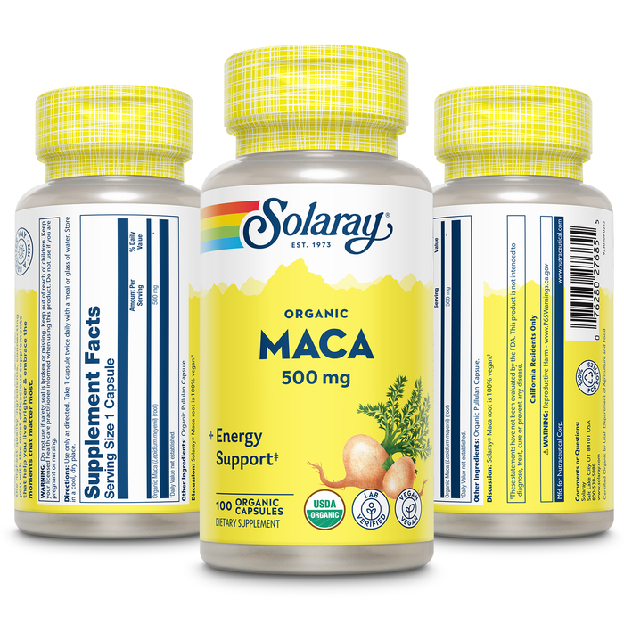 Solaray Maca Root 500 mg | Healthy Balance, Energy, Vitality & Libido Support | 100 VegCaps
