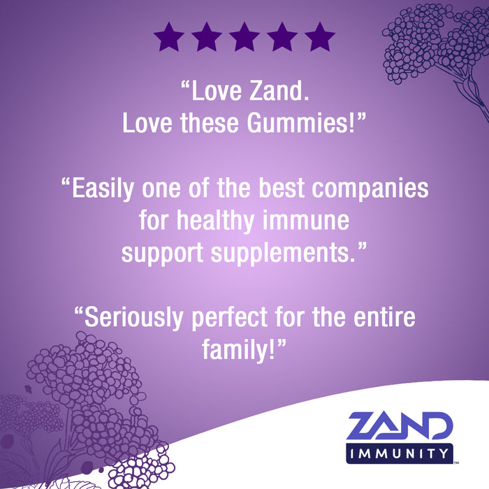 Zand Immunity Gummies | Immune Support for Adults & Kids with Vitamin C, Acerola & Rose Hips (Elderberry Zinc, 60 CT)
