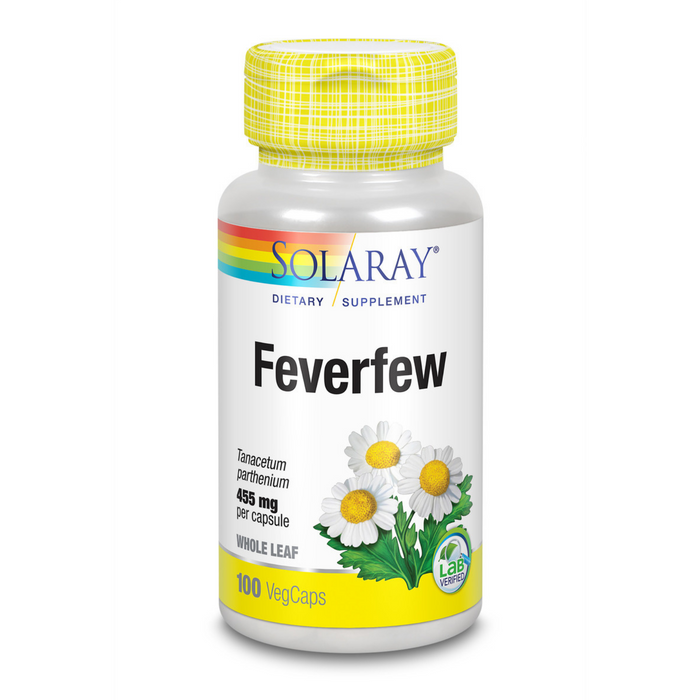 Solaray Feverfew Leaf 455mg | Head Discomfort, Circulatory Health & Blood Vessel Support Supplement | Vegan & Non-GMO | 100 VegCaps