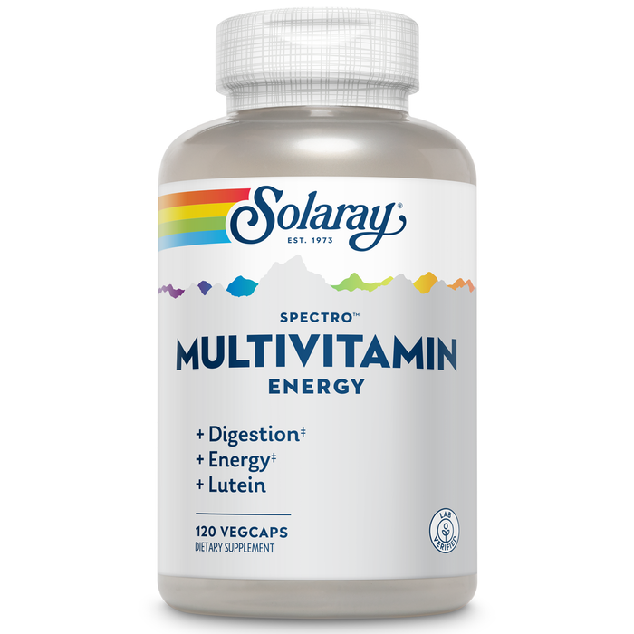 Solaray Spectro Multivitamin for Men, Men's Multivitamin for Energy and Overall Wellness with Saw Palmetto, Pumpkin Seed, Digestive Enzymes, and More, 60-Day Guarantee, 30 Servings, 120 Capsules