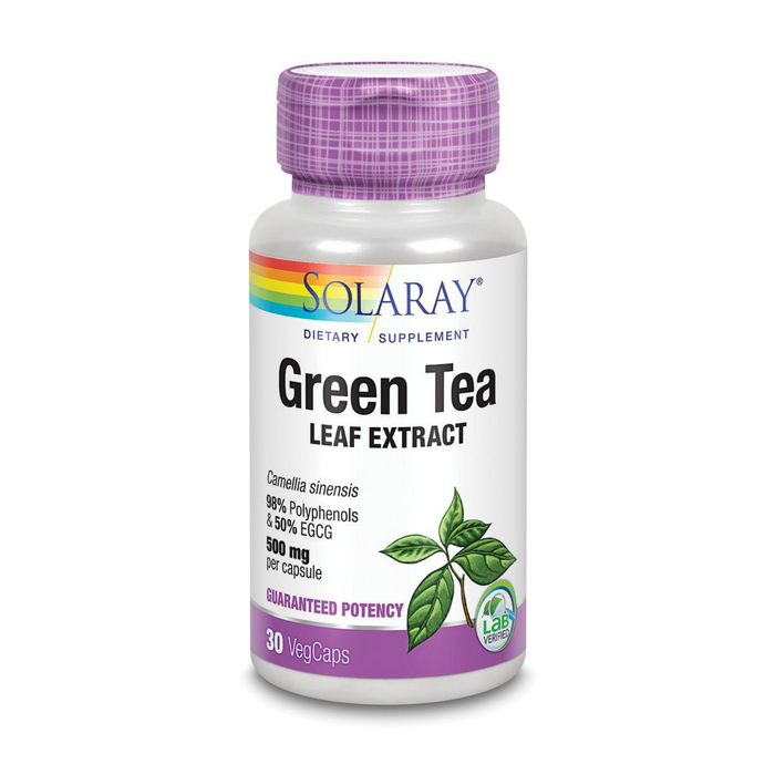 Solaray Guaranteed Potency Green Tea Leaf Extract Double Strength, Veg Cap (Btl-Plastic) 500mg | 30ct