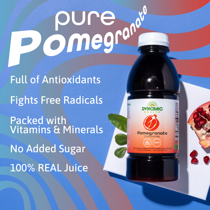 Dynamic Health Pomegranate Juice Concentrate, Natural Antioxidants and Polyphenols, No Additives or Preservatives, Vegan, Gluten Free, 16oz