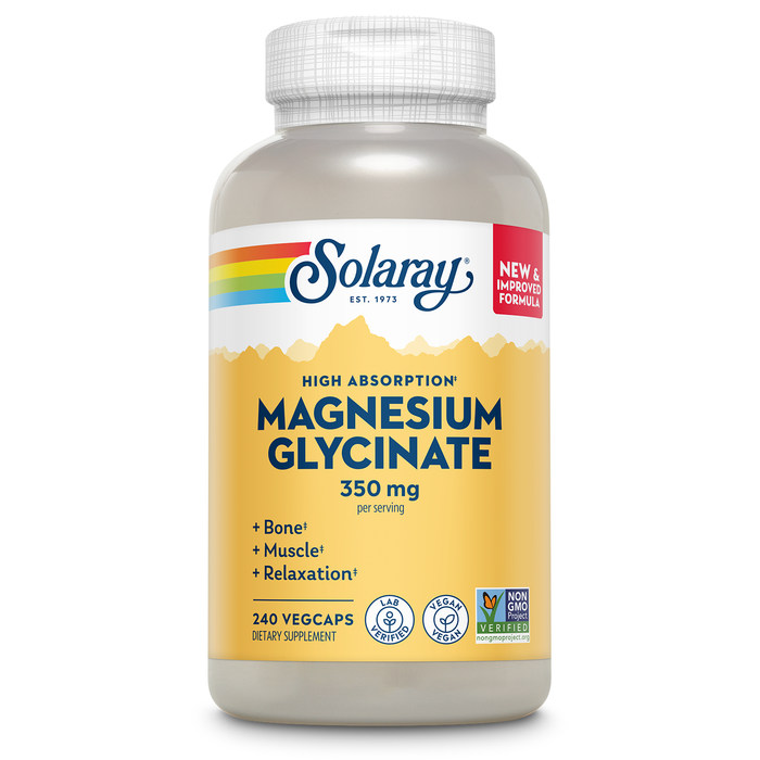 Solaray Magnesium Glycinate Capsules, Fully Chelated Magnesium Bisglycinate with BioPerine, High Absorption Magnesium Supplement, Stress, Bones, Muscle & Relaxation Support, 60 Day Guarantee, Non-GMO