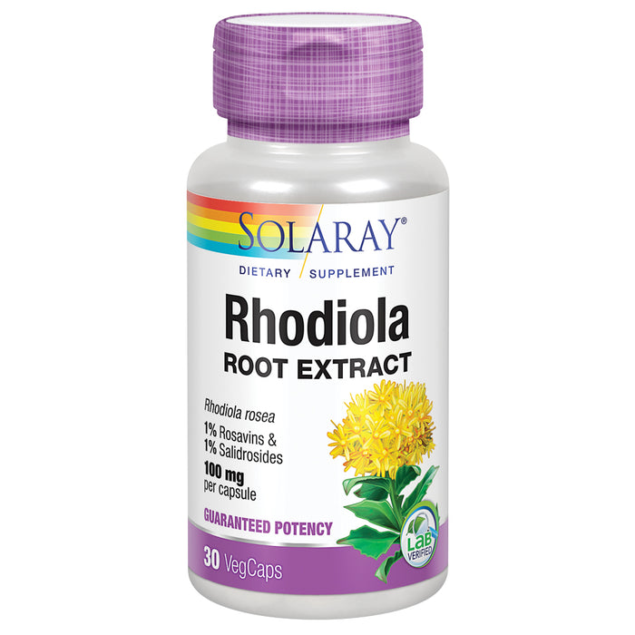 Solaray Rhodiola Root Extract 100 mg | Herbal Adaptogen for Occasional Stress & Mood Support | 30ct