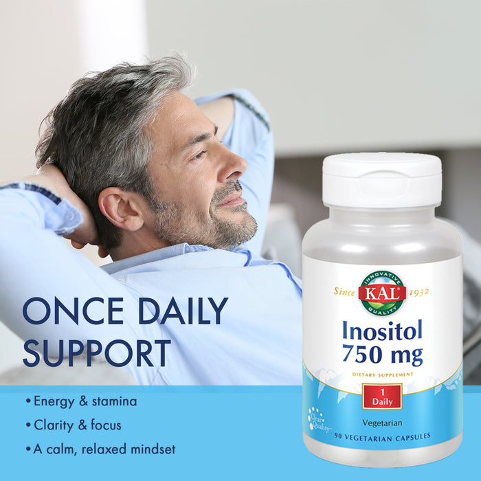 KAL Inositol 750mg | Brain, Nervous System & Mood Support, Healthy Cardiovascular, Liver & Eye Function | 90ct, 90 Serv.