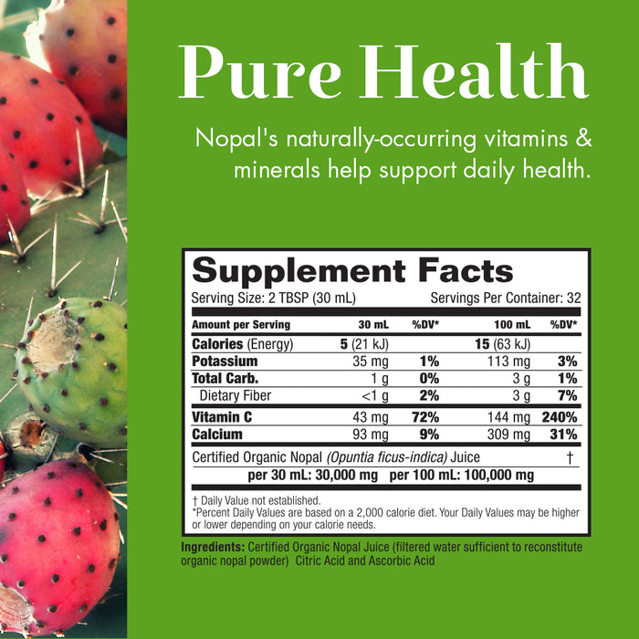 Dynamic Health Nopal Gold, Organic, No Additives, Antioxidant Support, Vegan, Gluten Free, Non-GMO, 32 Fl oz