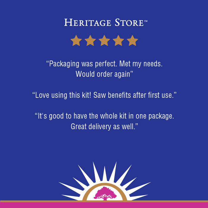 Heritage Store Castor Oil Pack | Natural & Unbleached, Sewn in USA | Cold Pressed, No Hexane | Oil, Wool & Towelettes | 16 oz | 60 Day Money Back Guarantee