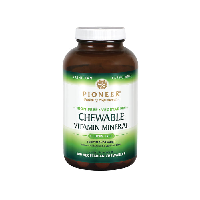 PIONEER NUTRITIONAL FORMULAS Vitamin Mineral w/ No Iron, Chewable, Fruit (Btl-Glass) 180ct