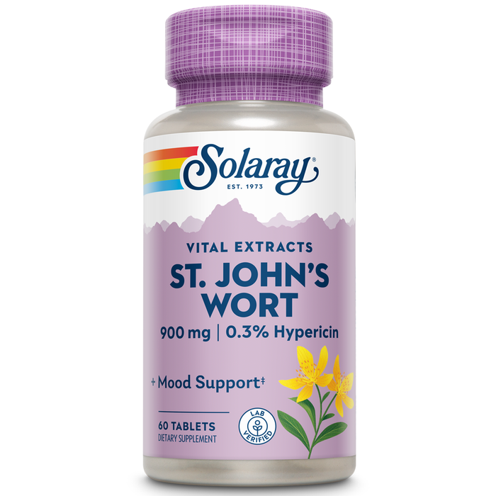 Solaray St. Johns Wort Aerial Extract One Daily 900mg , Standardized w/ 0.3% Hypericin for Mood Stability & Brain Health Support, Non-GMO , 60 Ct