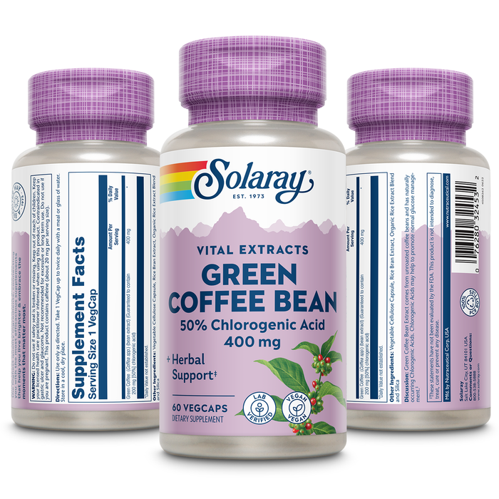 Solaray Guaranteed Potency Green Coffee Bean Extract, Veg Cap (Btl-Plastic) 400mg | 60ct