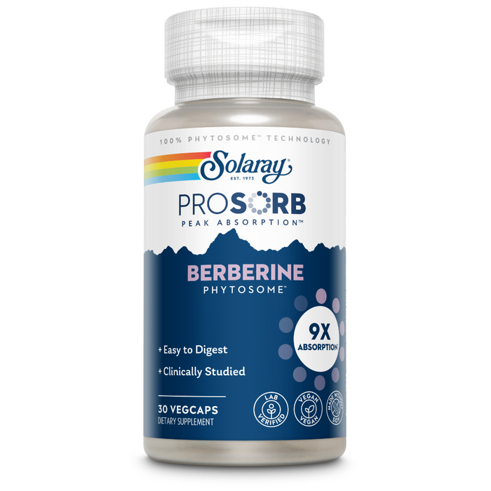 Solaray Berberine Phytosome - 9X Absorption and Easy-to-Digest - Standardized to 30% Berberine HCl - Vegan, Made Without Soy - 60-Day Guarantee - 30 Servings, 30 VegCaps