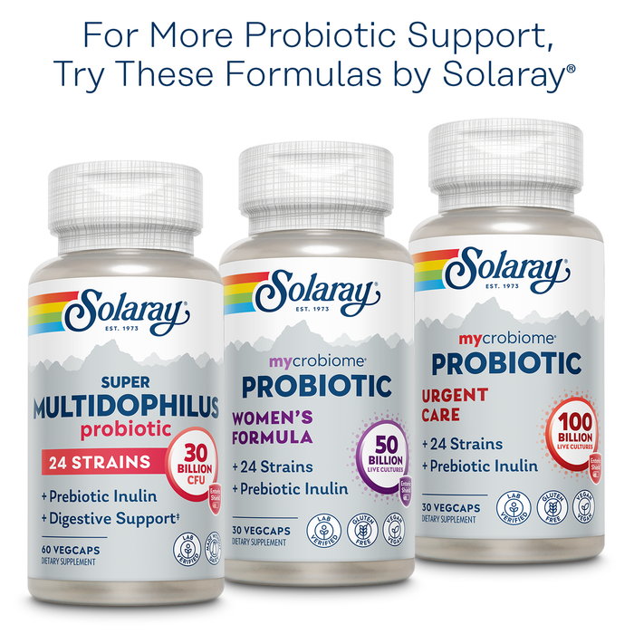 Solaray Multidophilus 12 Strain Probiotic 20 Billion CFU, Probiotics for Digestive Health and Gut Health Support w/ Prebiotic Inulin, Made Without Dairy, 60 Day Guarantee, 25 Serv, 50 Enteric VegCaps