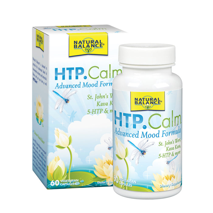 Natural Balance HTP Calm | Herbal Supplement Helps Support Mood, Relaxation & Stress | Vitamin B-6, Kava Kava & St. Johns Wort | 60 Caps