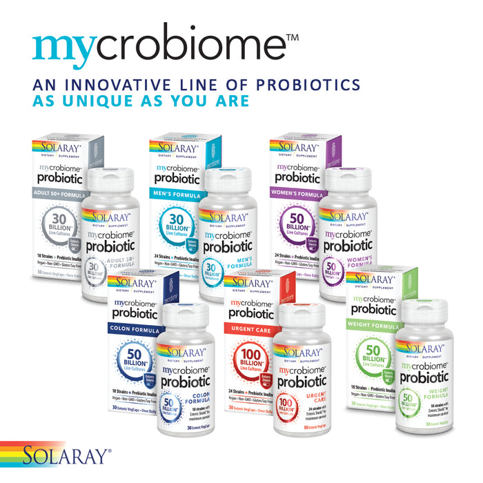 Solaray Mycrobiome Probiotic Urgent Care | Formulated to Support Healthy Digestion, Immune Function & More | 100 Billion CFU | 30 VegCaps