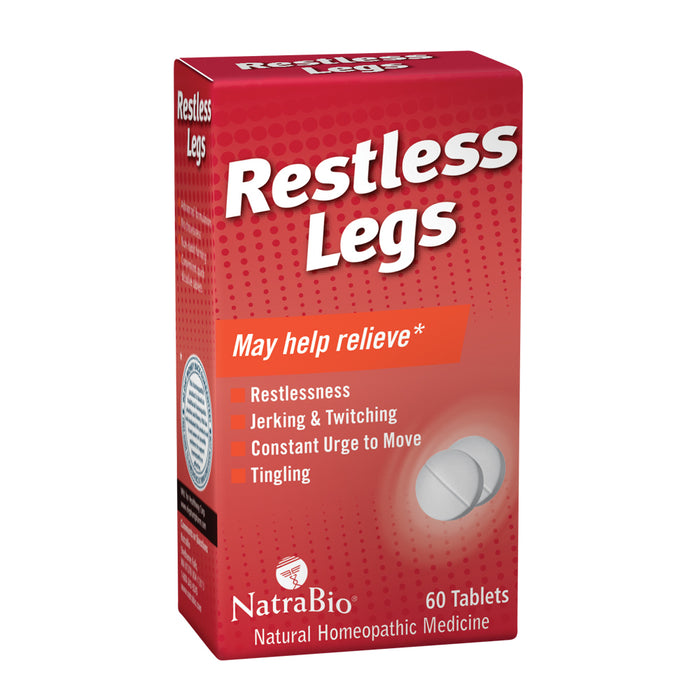 NatraBio Restless Legs Homeopathic Formula | For Temporary Relief from Restlessness, Twitching & Constant Urge to Move | Non-Drowsy | 60 Tablets