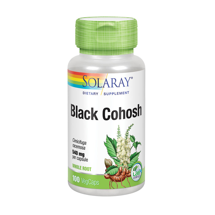 Solaray Black Cohosh 540 mg | Womens Health & Menopause Support Supplement | Whole Root | Non-GMO, Vegan & Lab Verified | 100 VegCaps